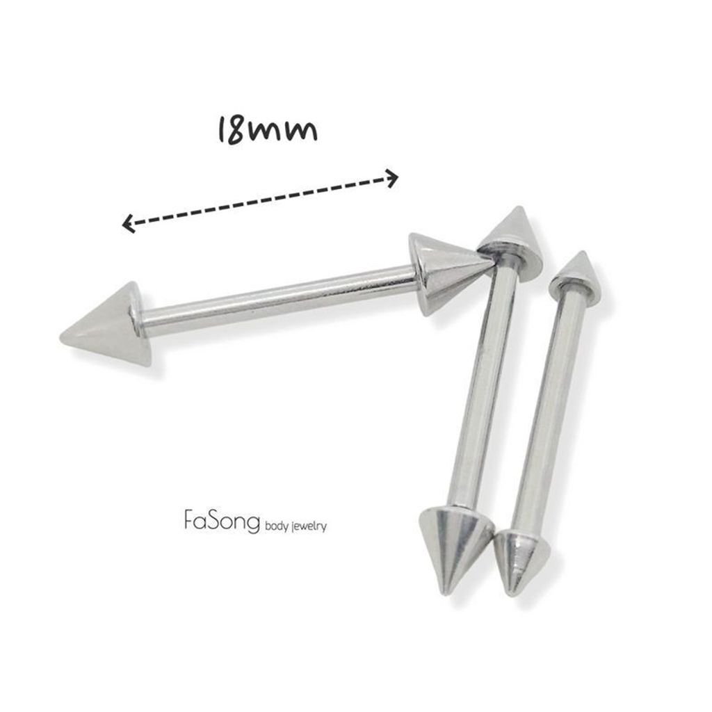 14G錐 粗針直槓鈴-長18mm