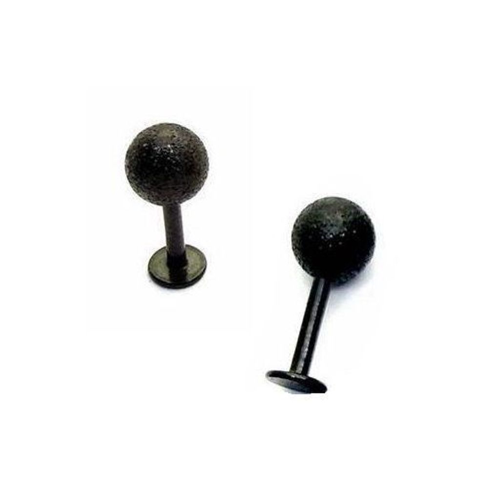 霧黑款細針唇環 長6mm球5mm