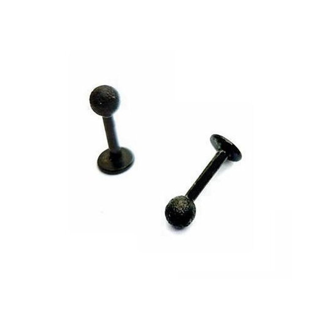 霧黑款細針唇環 長6mm球4mm