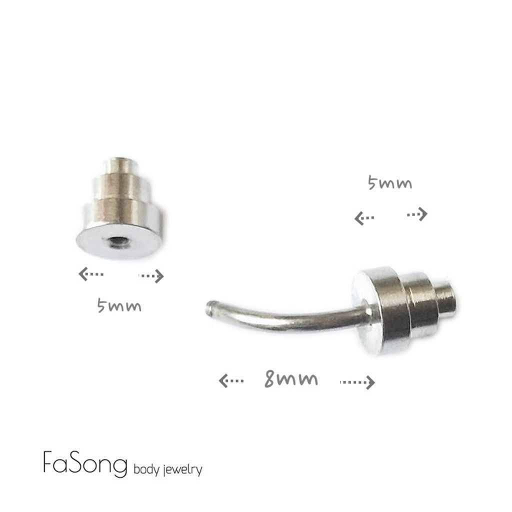 啞鈴款 細針彎曲槓鈴 長12mm錐5mm