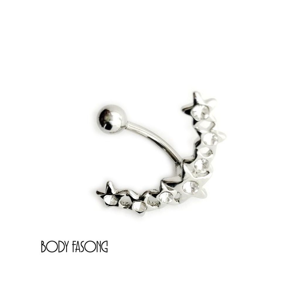 銀色以星為錨 可反戴肚臍環