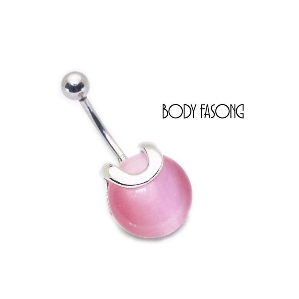 V鑲貓眼 肚臍環