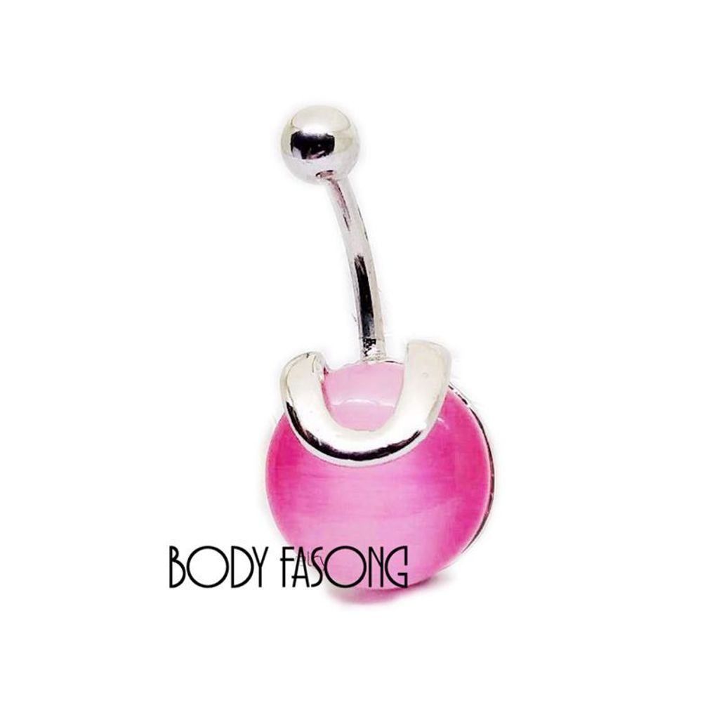 V鑲貓眼 肚臍環