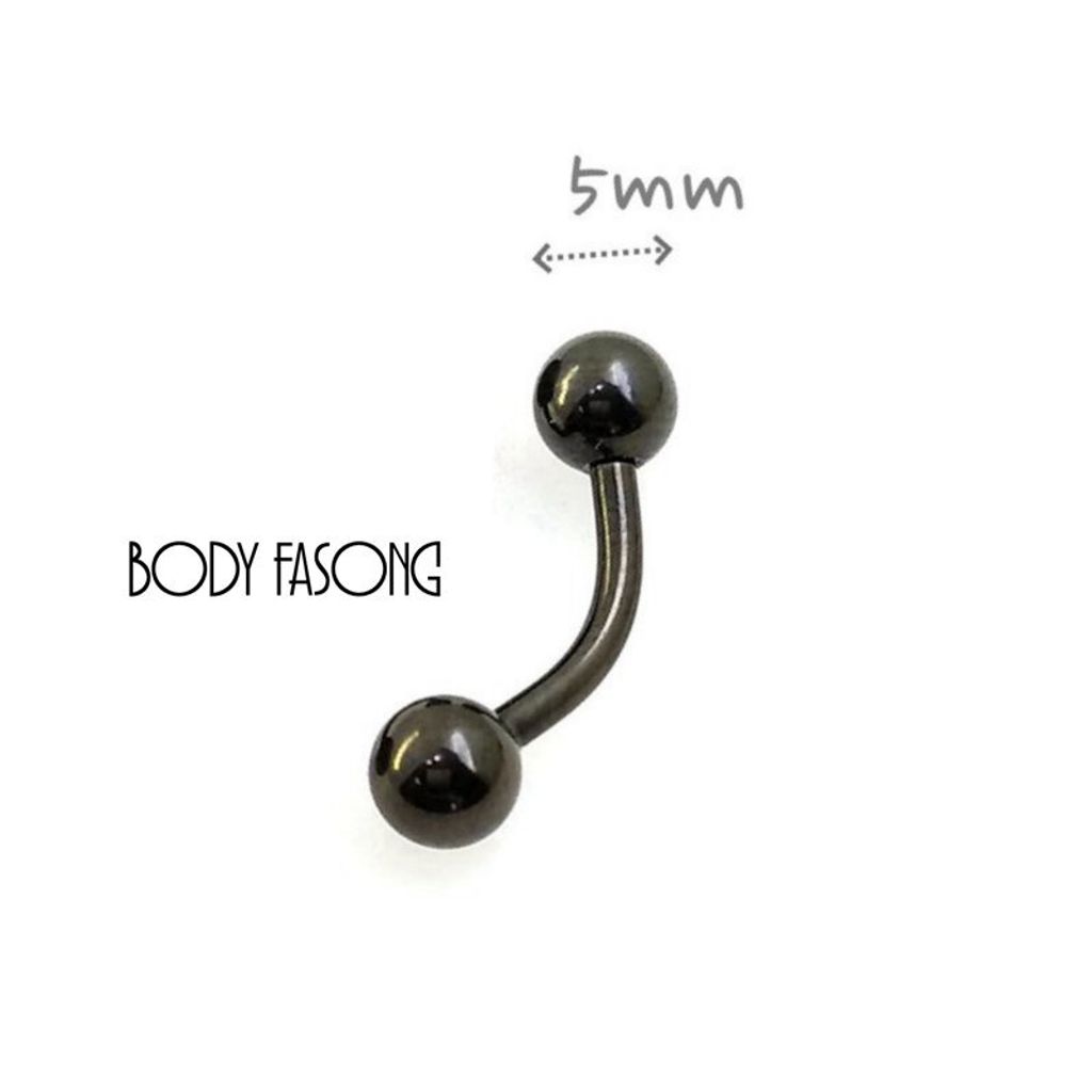 14G黑色粗針彎曲槓鈴-鋼珠3/16"