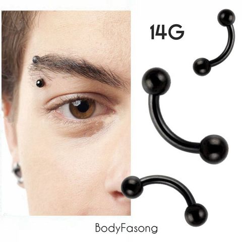 黑色粗針眉環,乳環,PA環,唇環