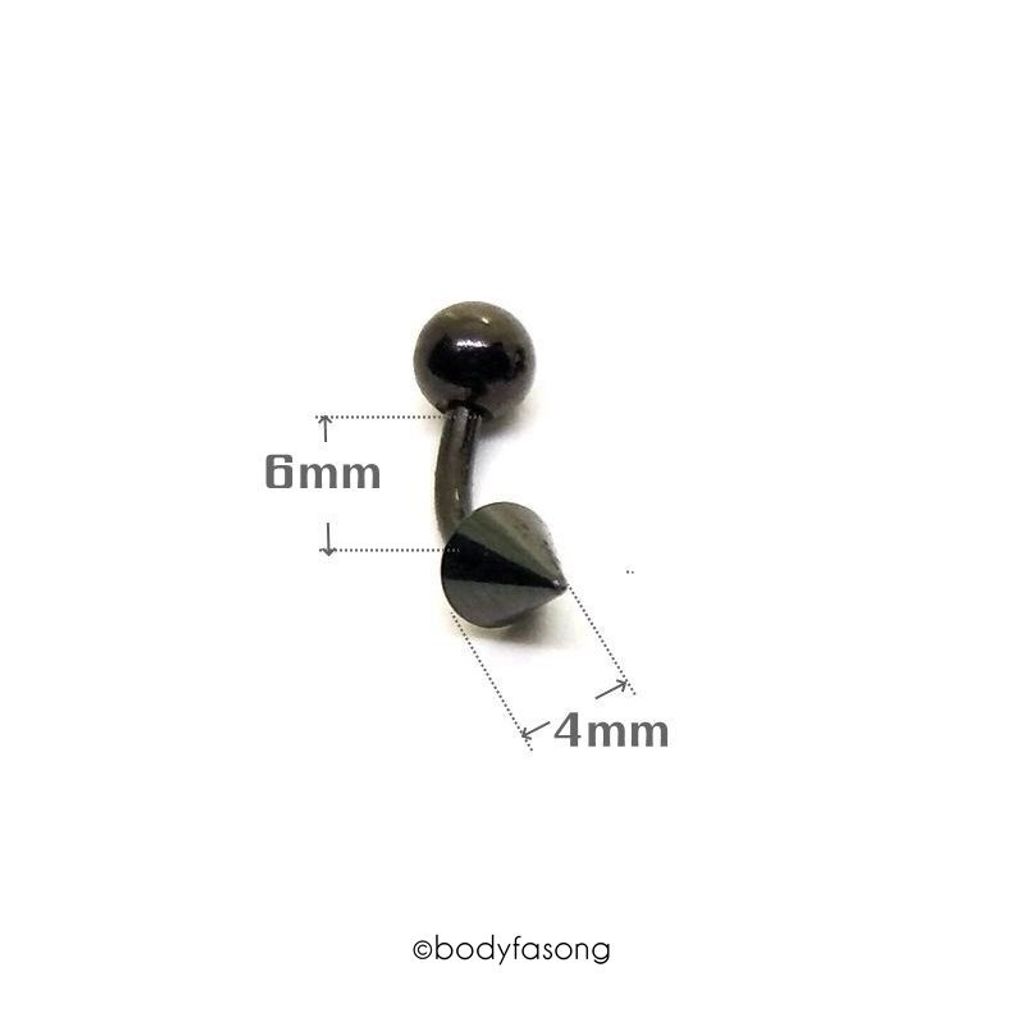 16G黑鈦圓錐彎曲槓鈴_長6mm