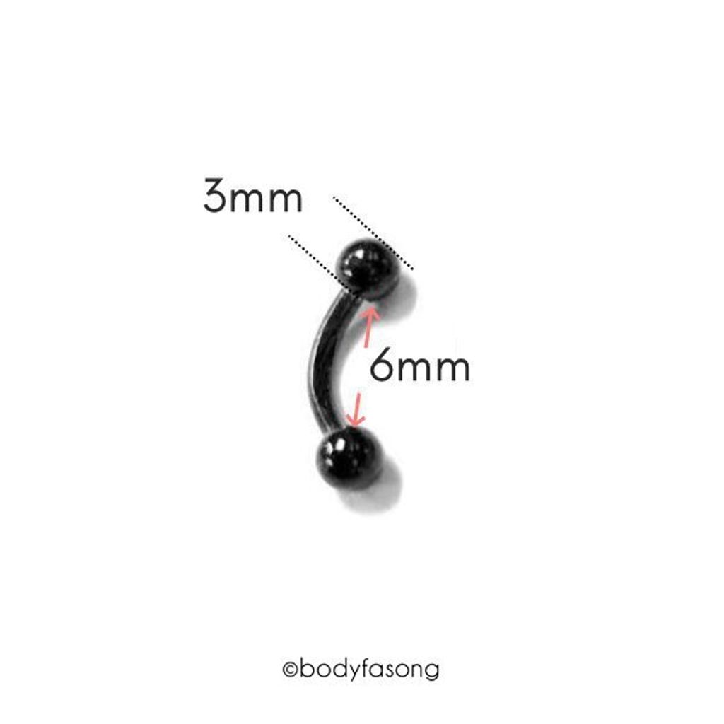 16G黑鈦彎曲槓鈴_長6mm