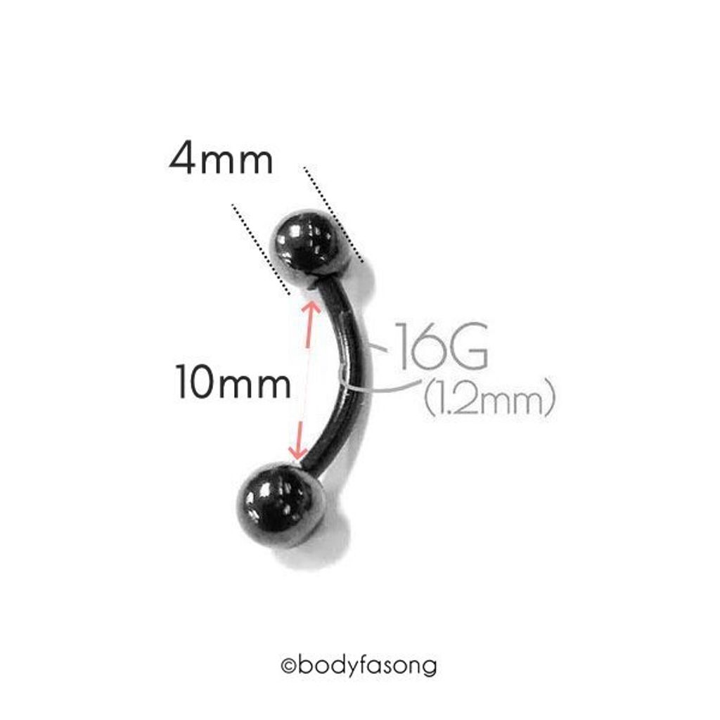 16G黑鈦彎曲槓鈴_長10mm