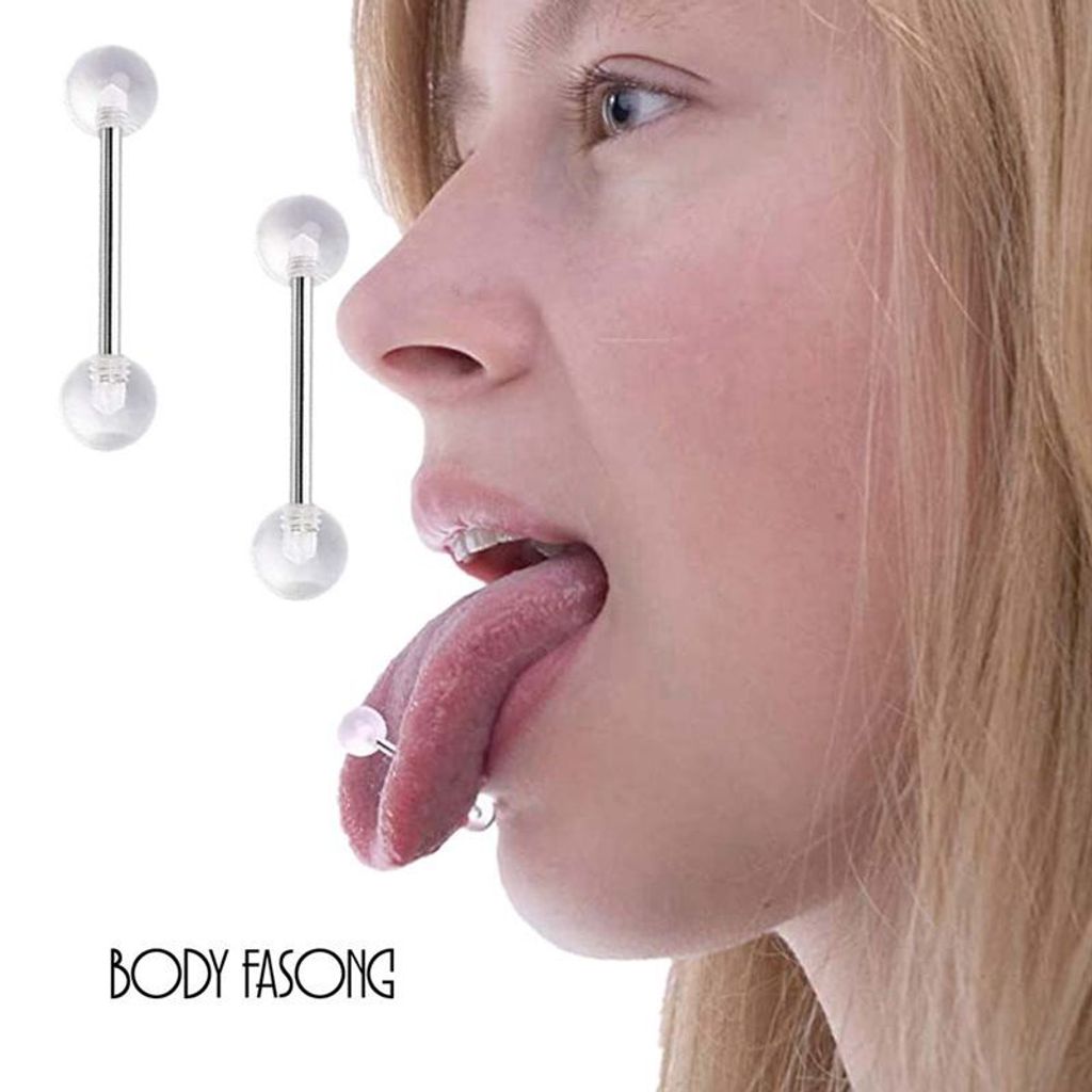 可長期配戴的帶透明珠舌環