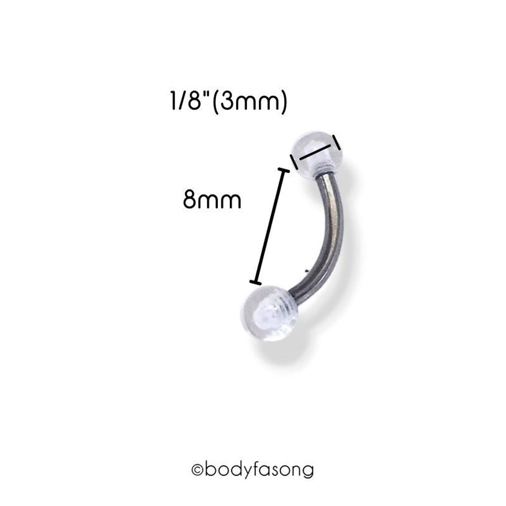 帶透明球彎曲槓鈴8mm