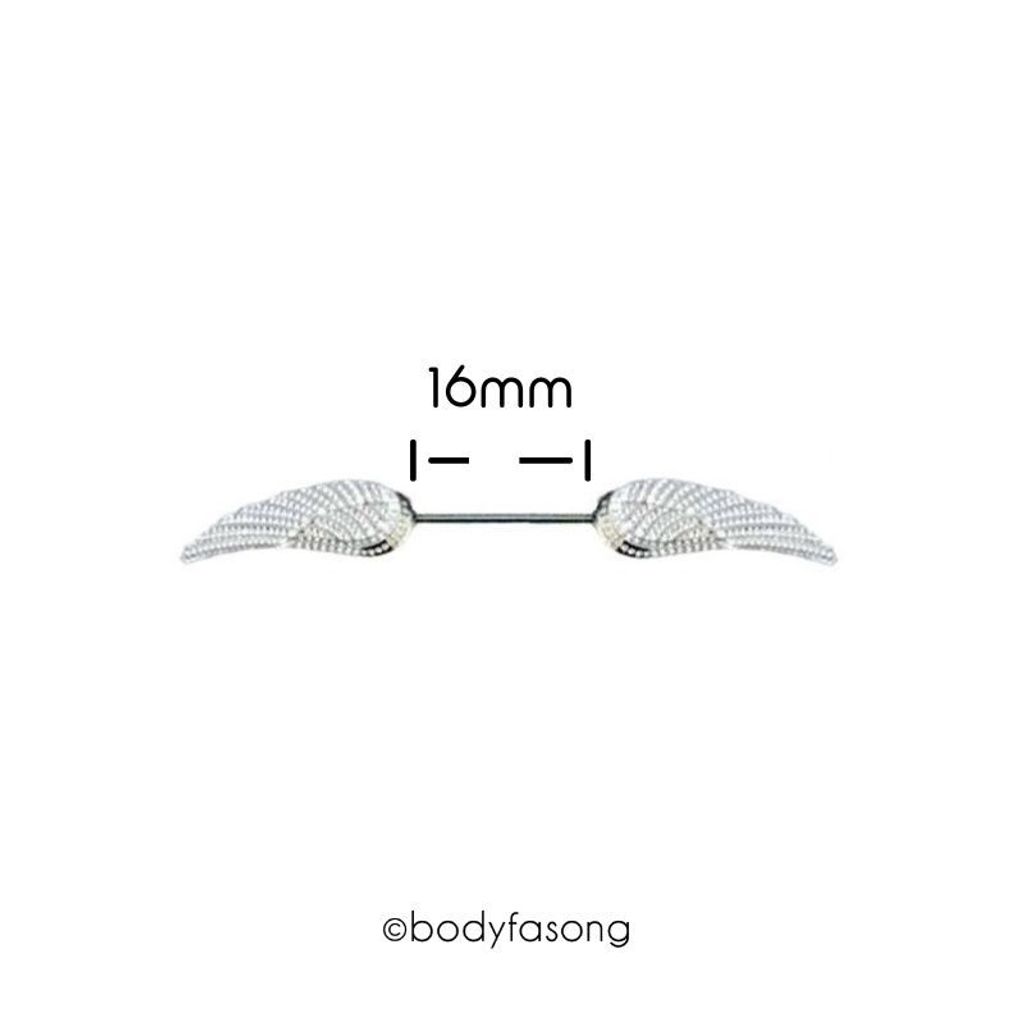 細針款乳環-銀翼長16mm