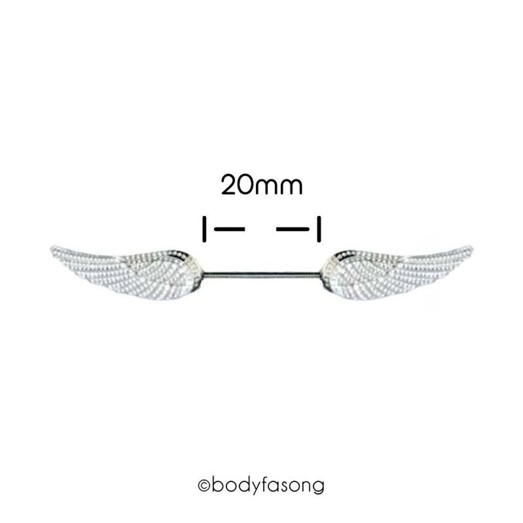 細針款乳環-銀翼長20mm
