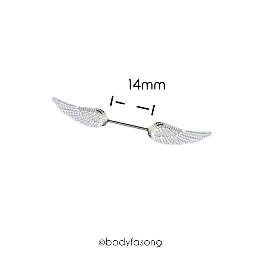 細針款乳環-銀翼長14mm