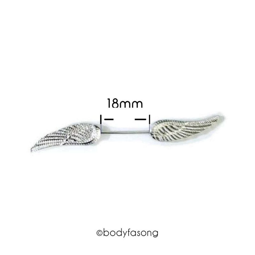 細針款乳環-銀翼長18mm
