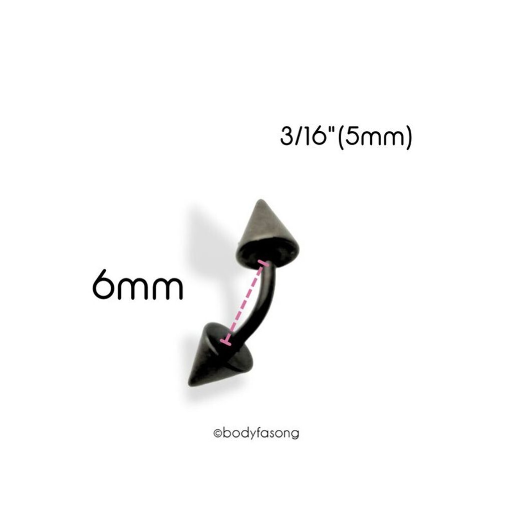 16G黑鈦錐彎曲槓鈴_6mmx5mm