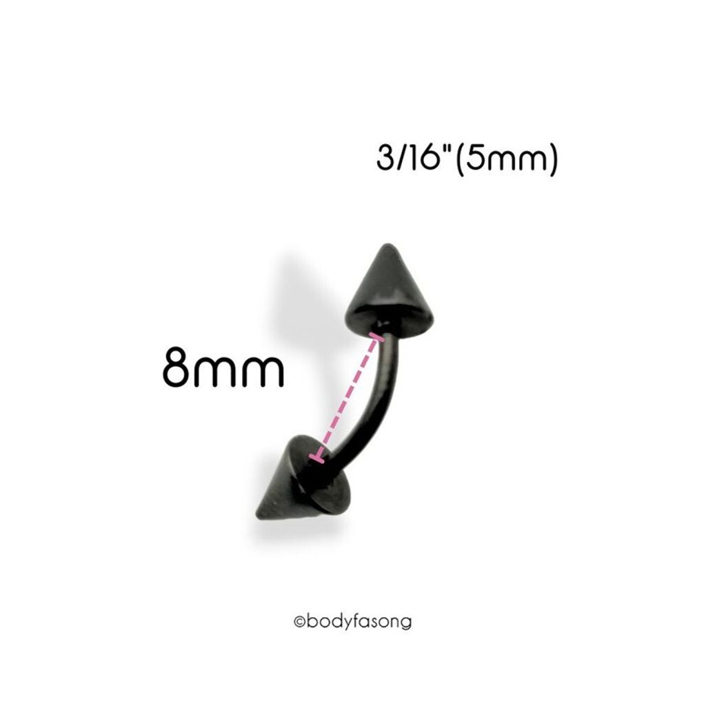 16G黑鈦錐彎曲槓鈴_8mmx5mm