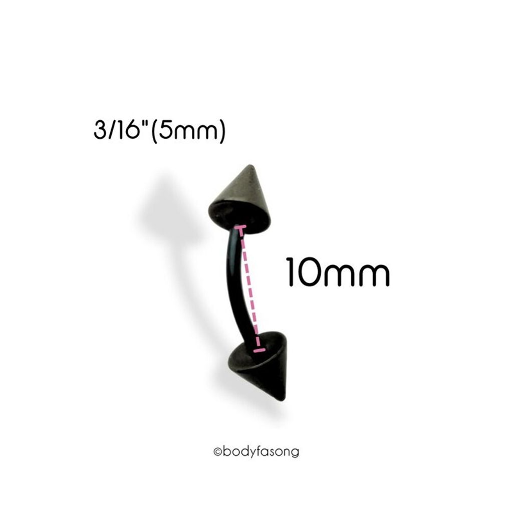 16G黑鈦錐彎曲槓鈴_10mmx5mm