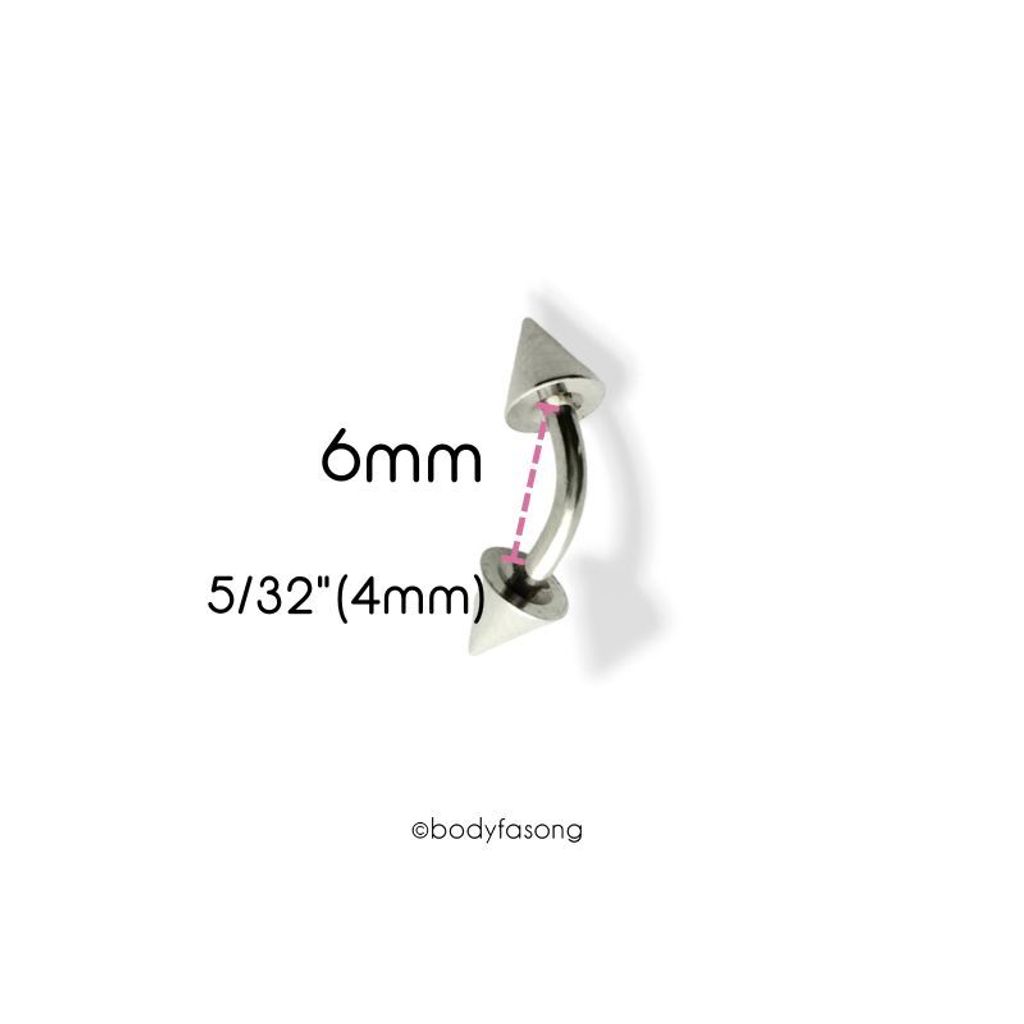 16G錐彎曲槓鈴-長6mmx4mm