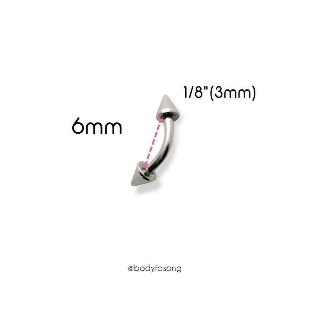 16G錐彎曲槓鈴-長6mmx3mm