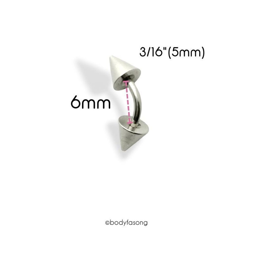 16G錐彎曲槓鈴-長6mmx5mm