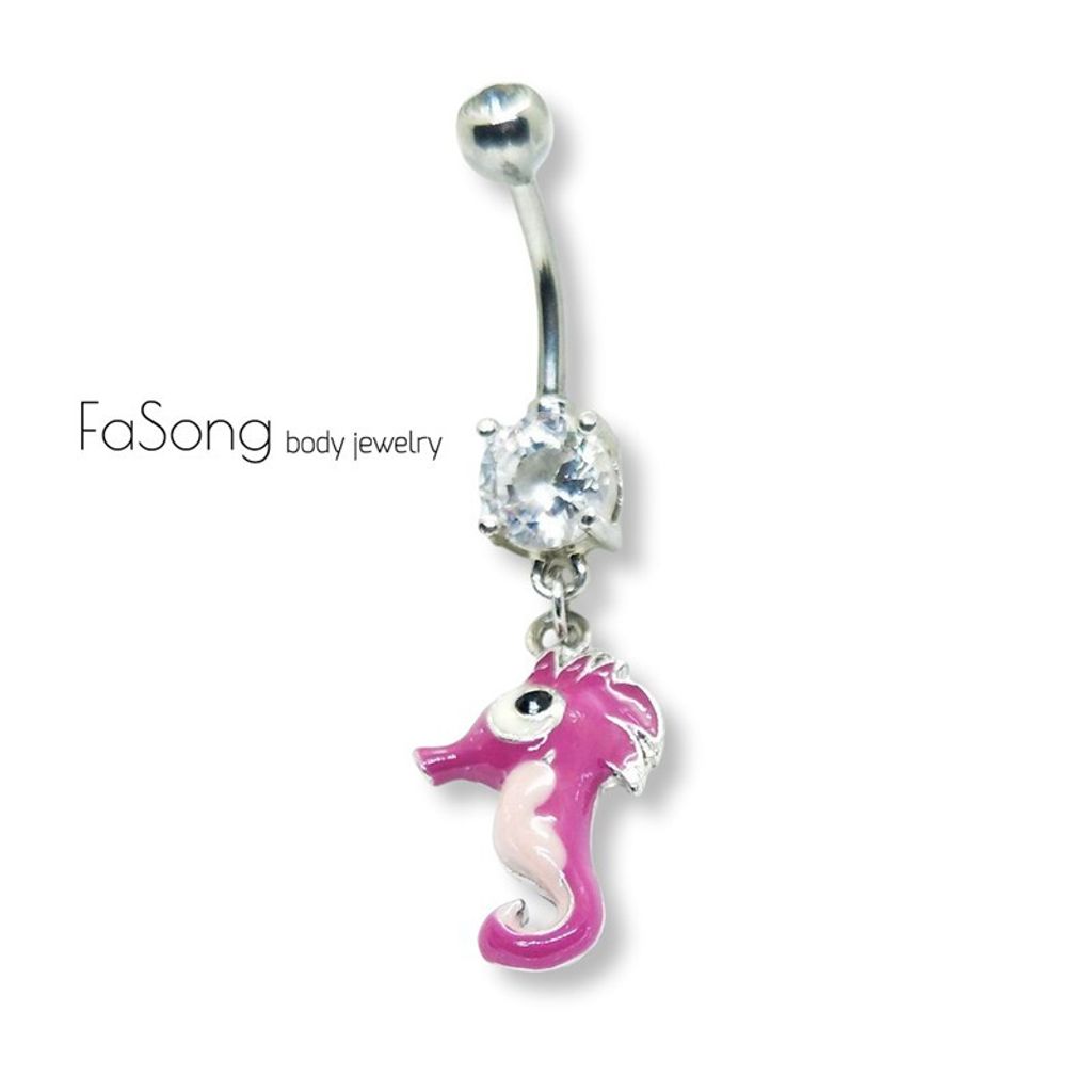 肚臍環 淘氣海馬 粉