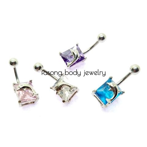 肚臍環 晶繫海豚