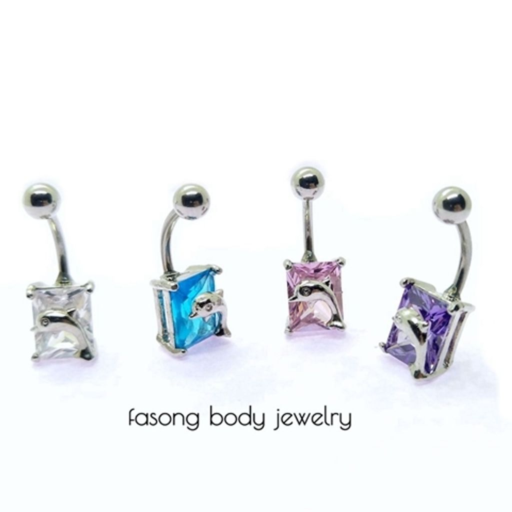 肚臍環 晶繫海豚