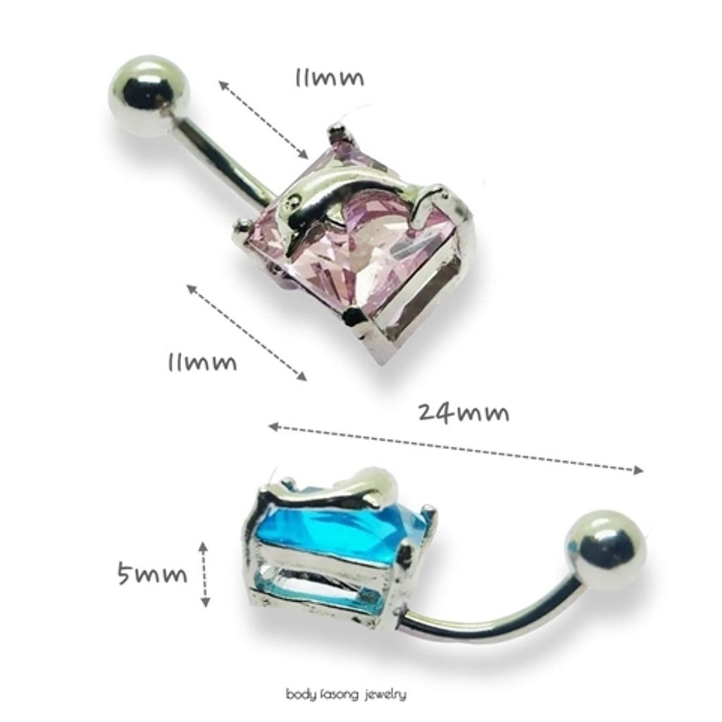 肚臍環 晶繫海豚 尺寸