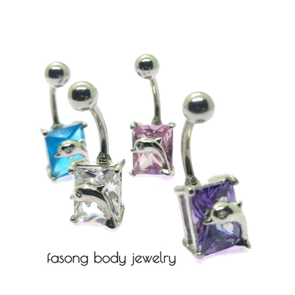 肚臍環 晶繫海豚