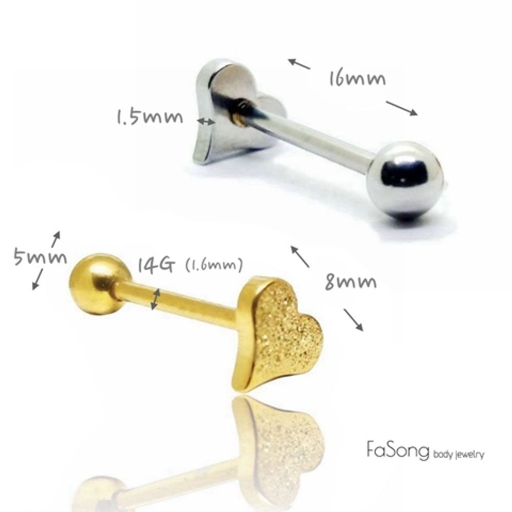 啞光款 愛心舌環