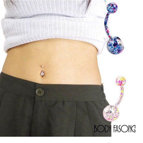 甜美碎花肚臍環