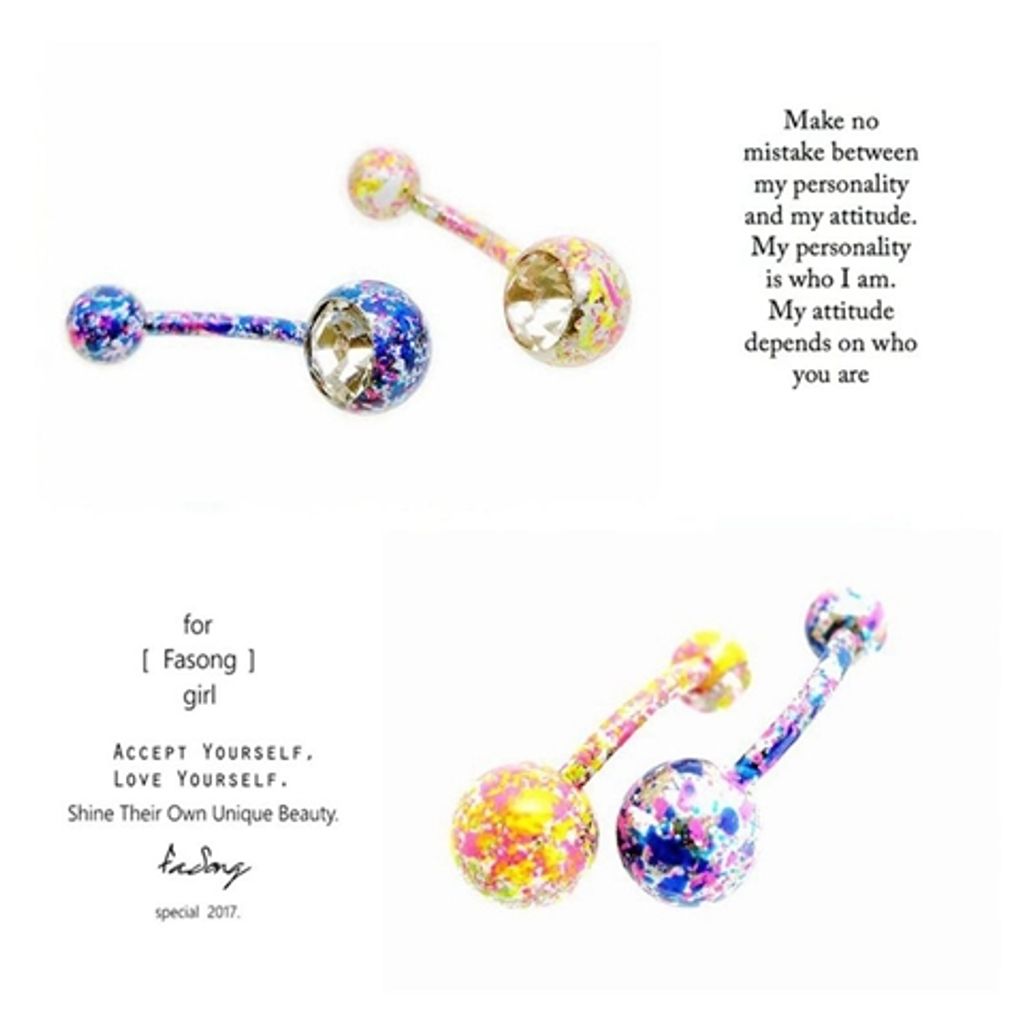 甜美碎花肚臍環