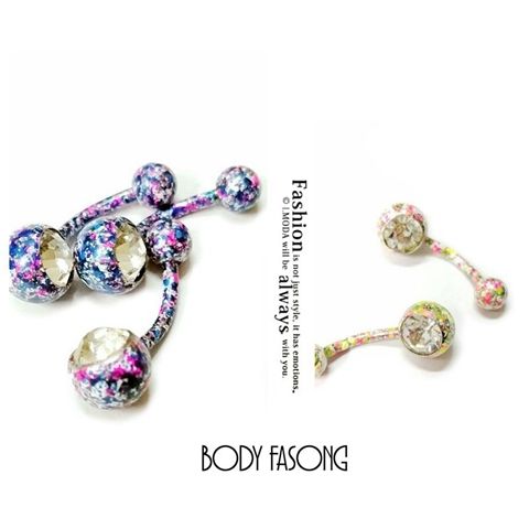 甜美碎花肚臍環