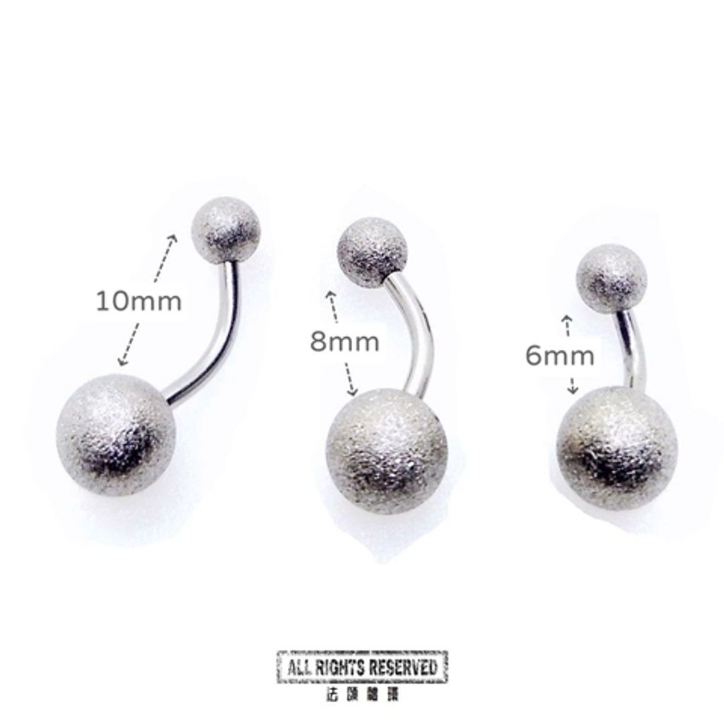 亞光款肚臍環各長度比較