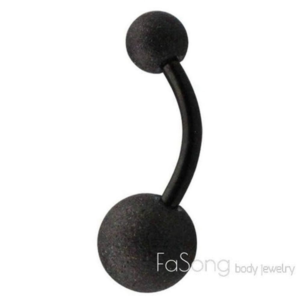 啞光黑肚臍環