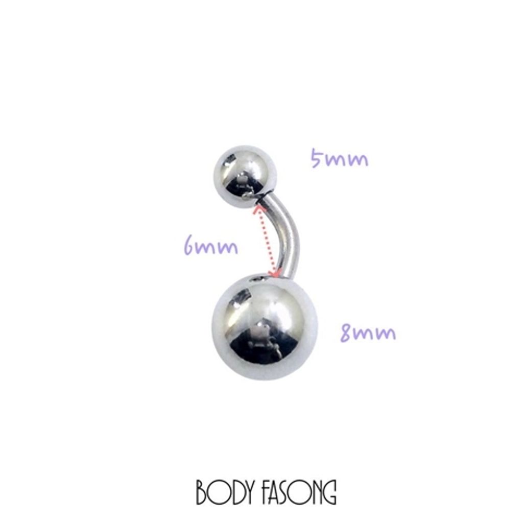 6mm短針肚臍環_球5mm