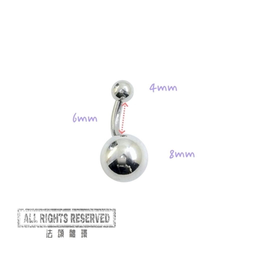6mm短針肚臍環_球4mm