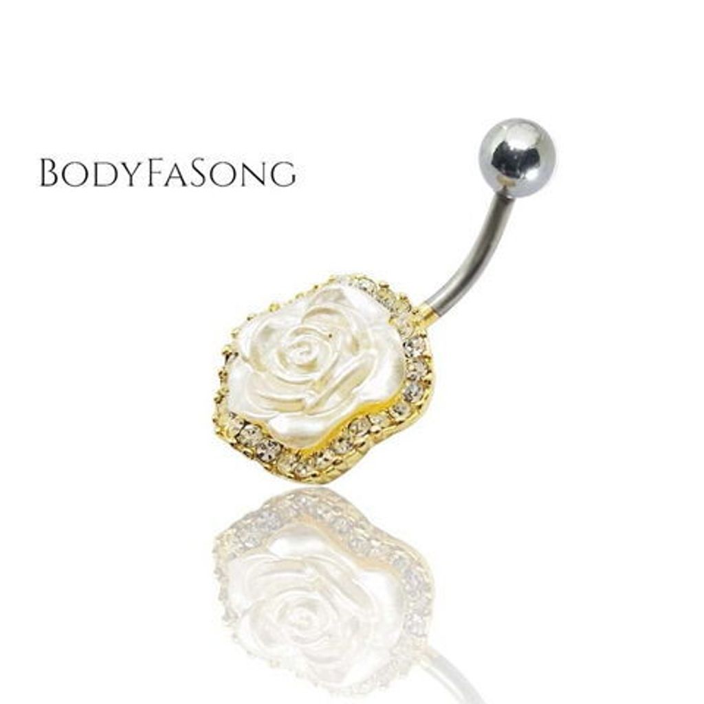 金熠滾邊玫瑰肚臍環