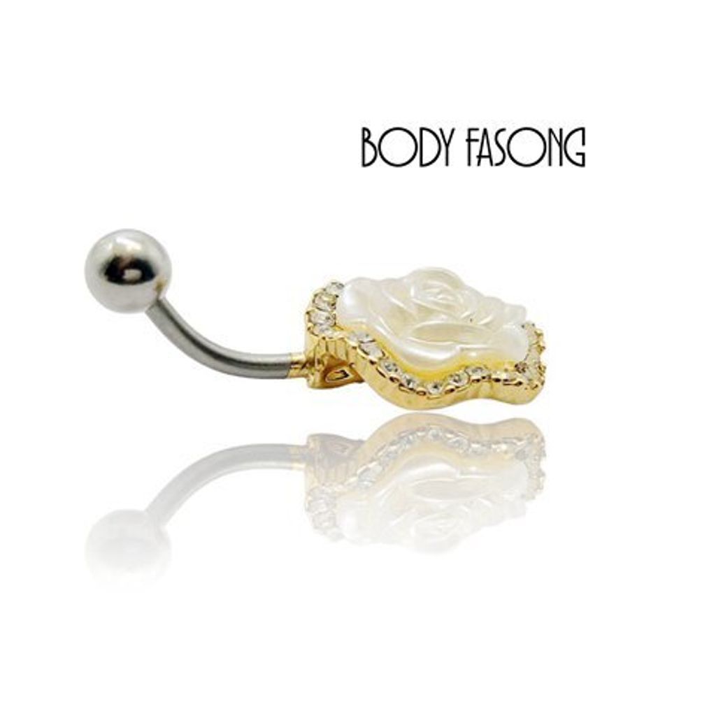 金熠滾邊玫瑰肚臍環