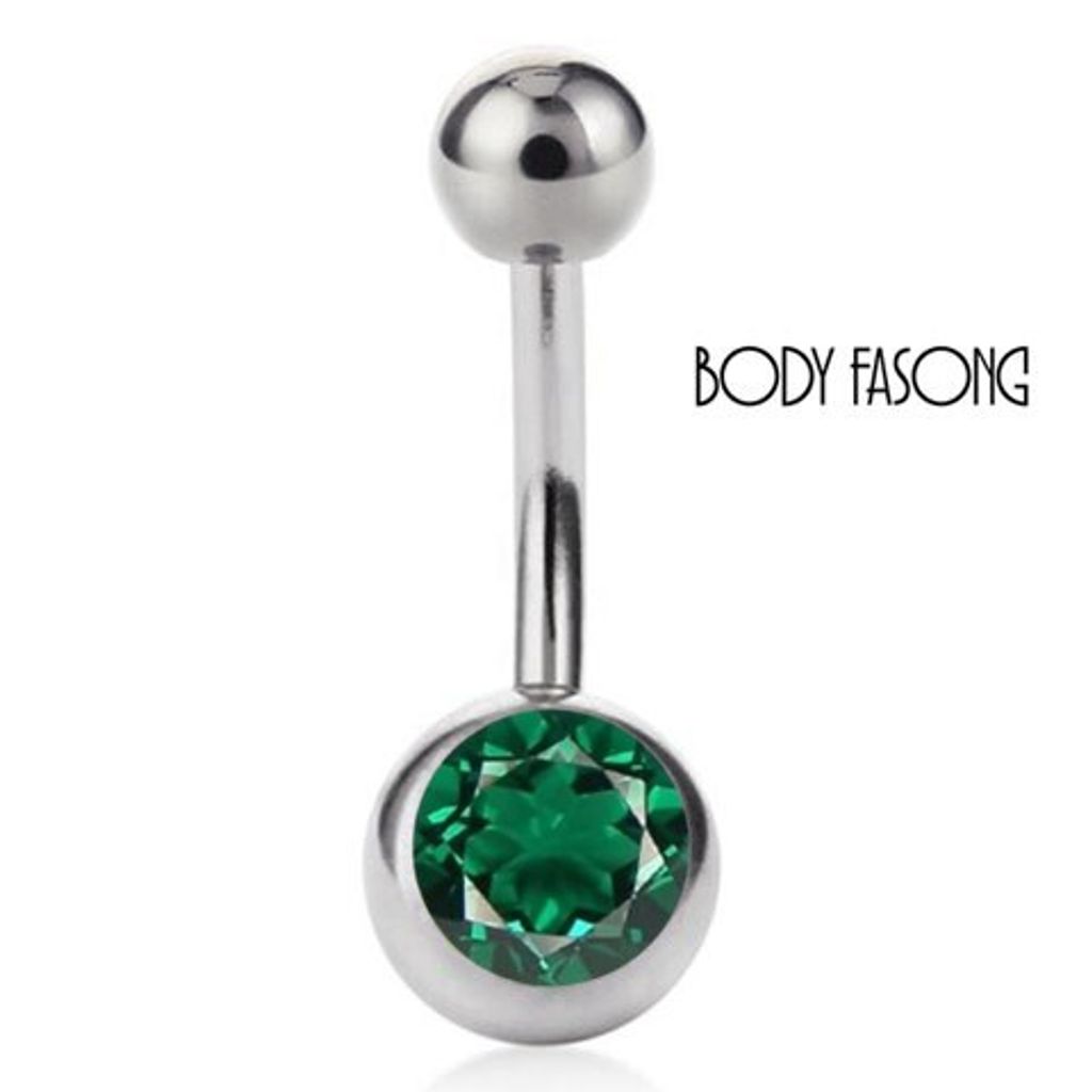基本款單鑽肚臍環 鳧綠