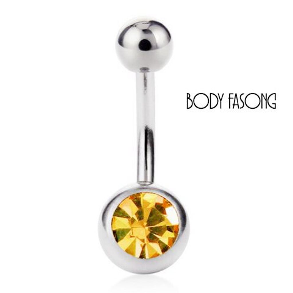 基本款單鑽肚臍環-琥珀橙