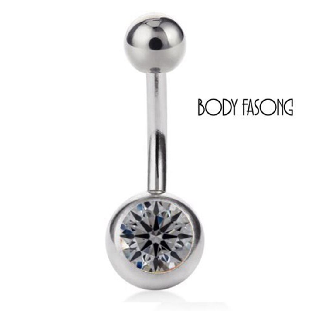 基本款單鑽肚臍環-灰色