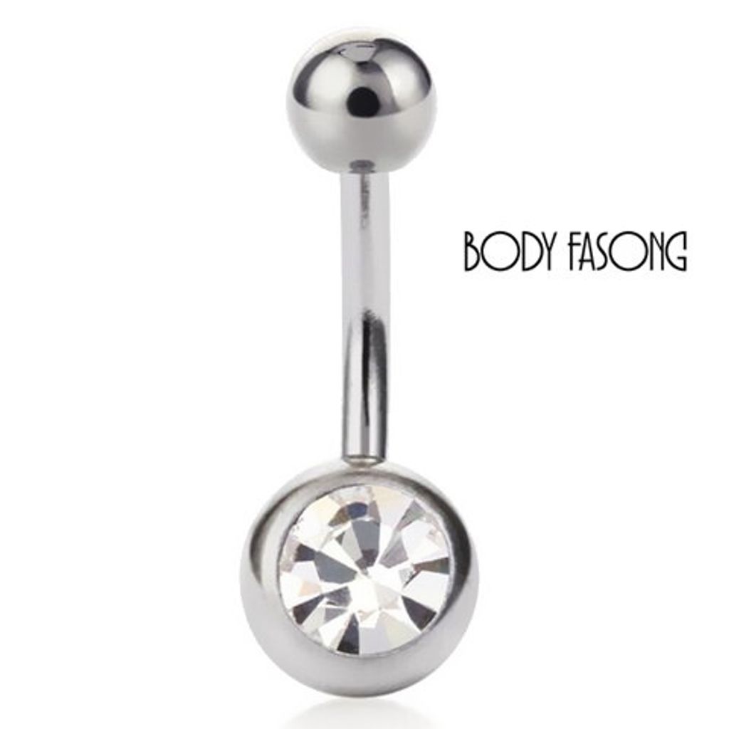 基本款單鑽肚臍環-白色