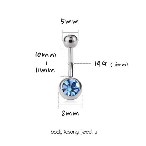 基本款單鑽肚臍環-尺寸