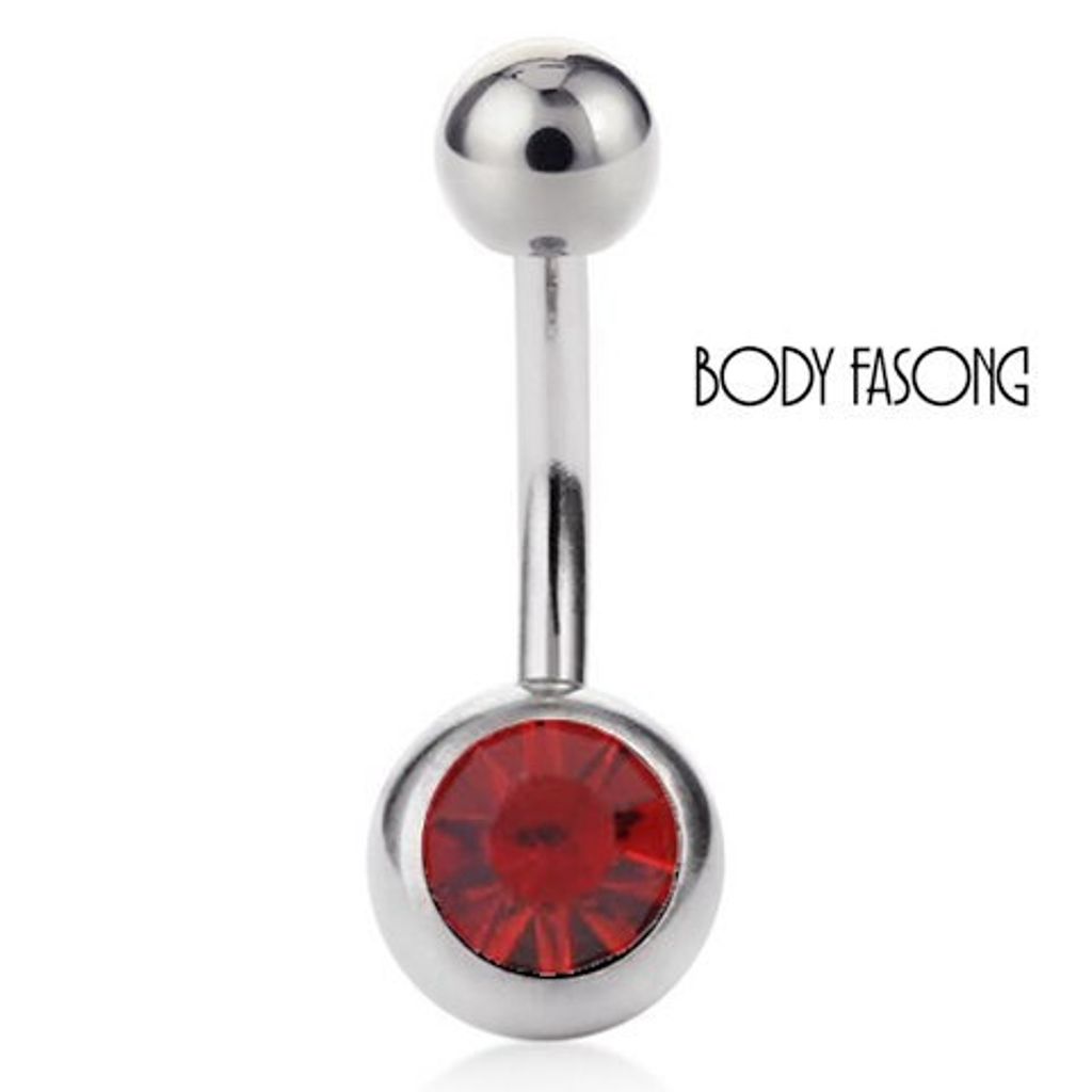 基本款單鑽肚臍環-勃艮第酒紅