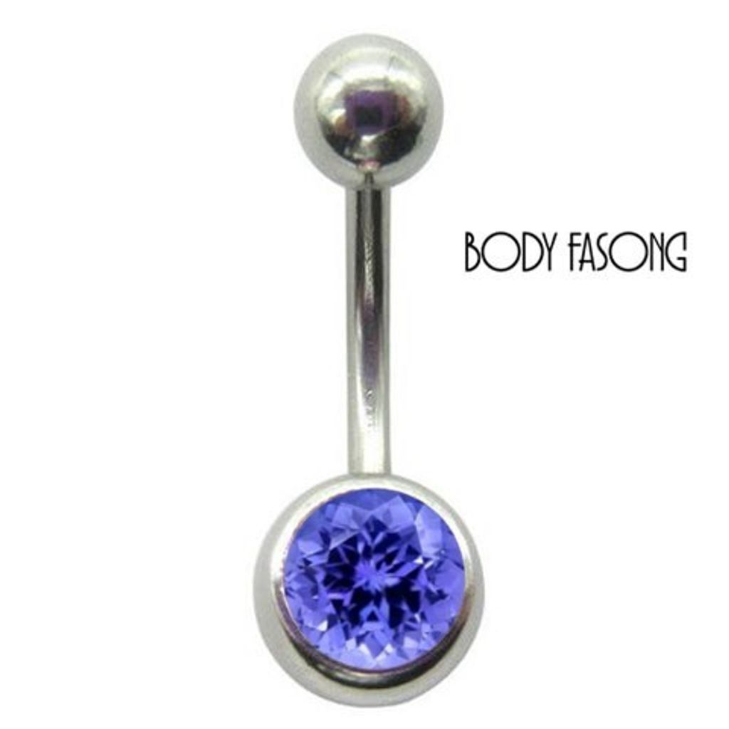 基本款單鑽肚臍環-淺灰紫