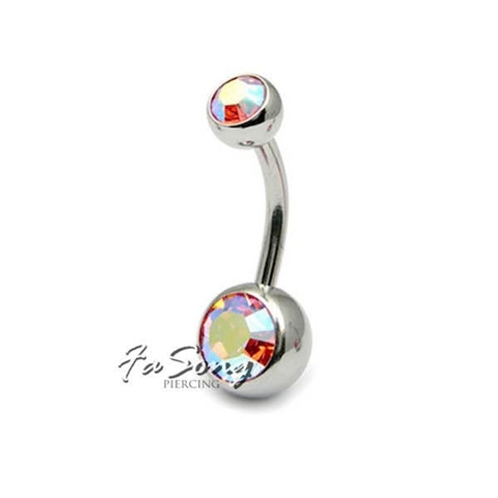 基本雙鑽肚臍環-亮彩