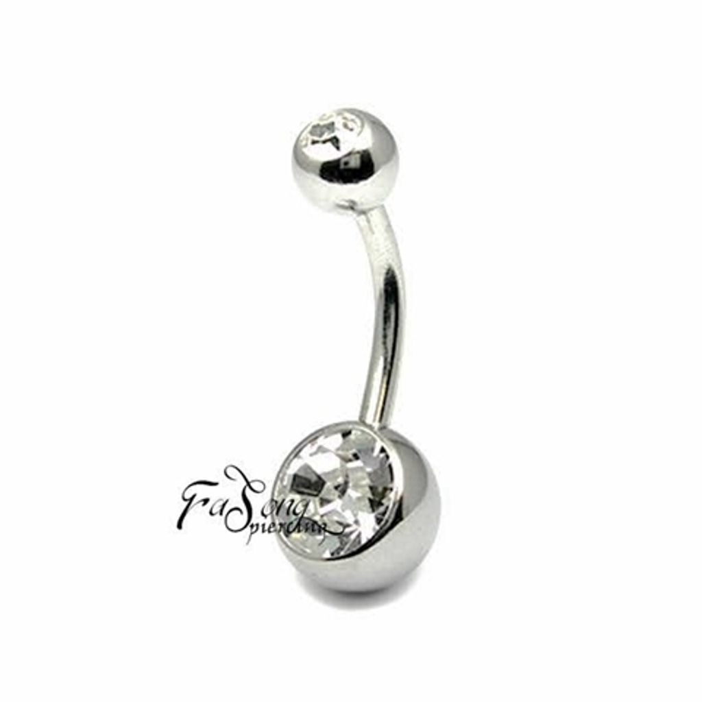 基本雙鑽肚臍環-灰色