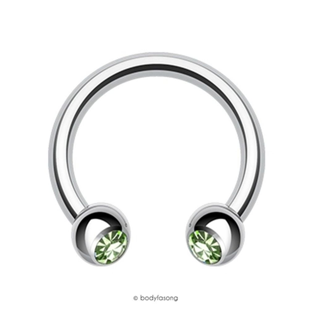 14G 淺綠鑽珠5mm 馬蹄槓鈴