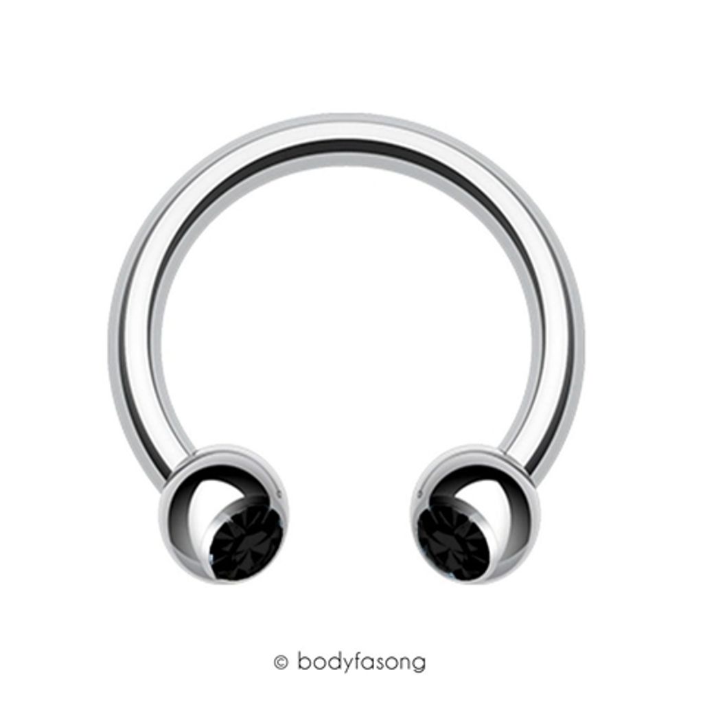 14G 黑色鑽珠5mm 馬蹄槓鈴